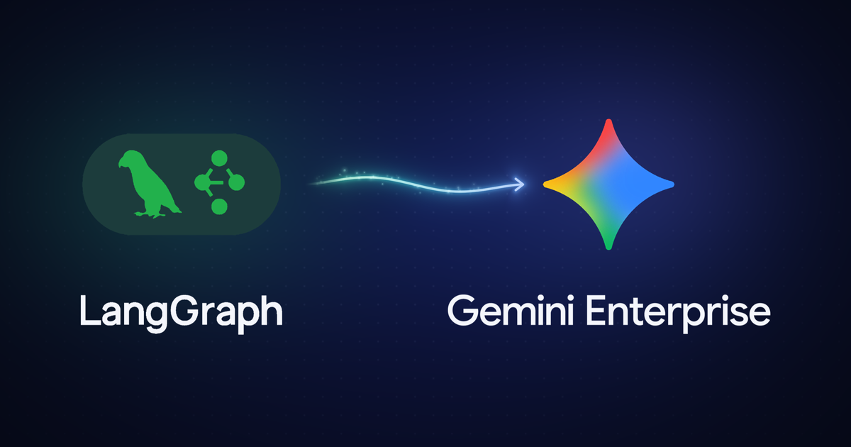 From LangGraph to Gemini Enterprise Agent Platform: the LangGraph logo joined by a line of light to the Gemini Enterprise logo